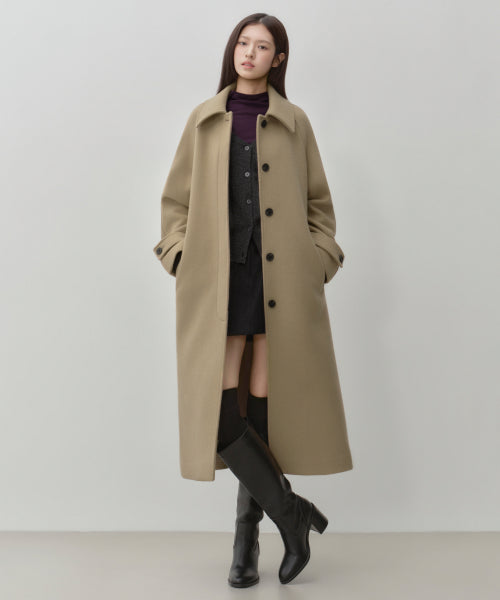 WOMENS CASHMERE BLEND BALMACAAN ROBE COAT #韓韶禧同款! - 8 COLORS BEIGE
