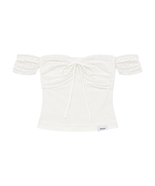 DOT SHIRRING TOP AS SHOWN