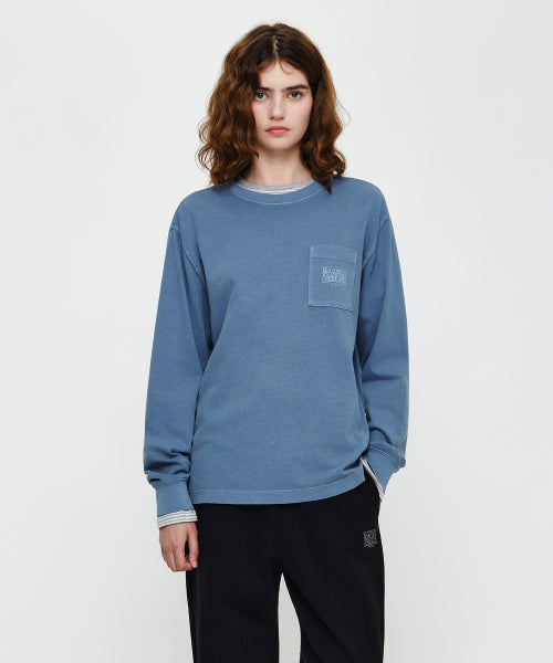 DOODLE CLASSIC LOGO WASHING LONG SLEEVE TEE - 2 COLORS BLUE