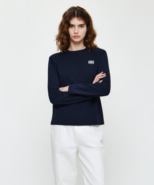 W SMALL CLASSIC LOGO LONG SLEEVE TEE - 3 COLORS NAVY