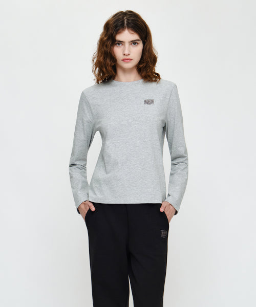 W SMALL CLASSIC LOGO LONG SLEEVE TEE - 3 COLORS GREY