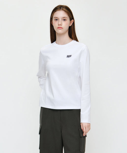W SMALL CLASSIC LOGO LONG SLEEVE TEE - 3 COLORS WHITE