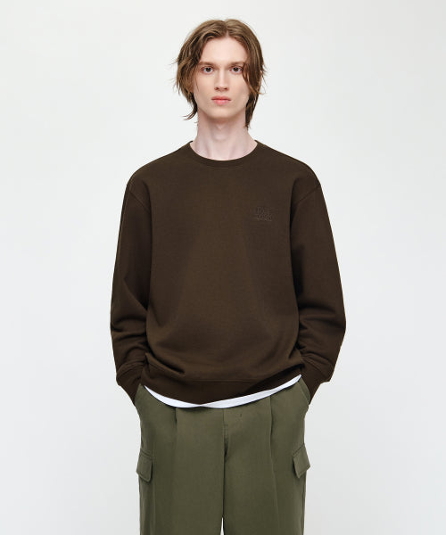 SMALL CLASSIC LOGO EMBROIDERY SWEATSHIRT HEATHER - 4 COLORS BROWN
