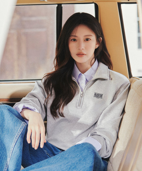SMALL CLASSIC LOGO HALF ZIP-UP SWEATSHIRT - 3 COLORS GREY