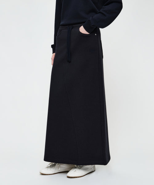 W CLASSIC LOGO LONG SWEAT SKIRT - 3 COLORS NAVY