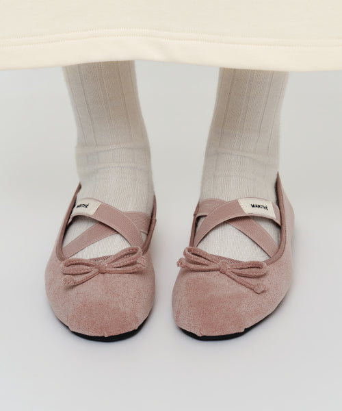 W CROSS BAND SUEDE FLAT - 3 COLORS PINK