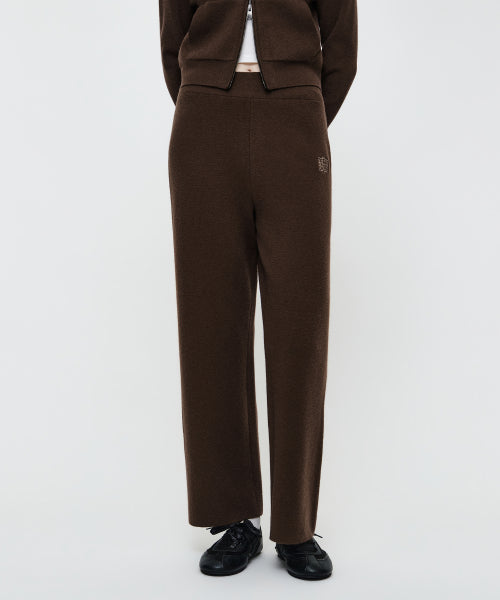 W RIBBON CLASSIC LOGO KNIT PANTS - 2 COLORS BROWN