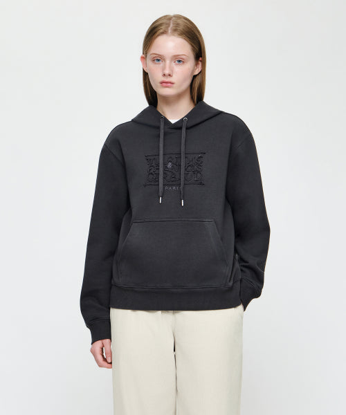 ROPE APPLIQUE HOODIE - 2 COLORS CHARCOAL
