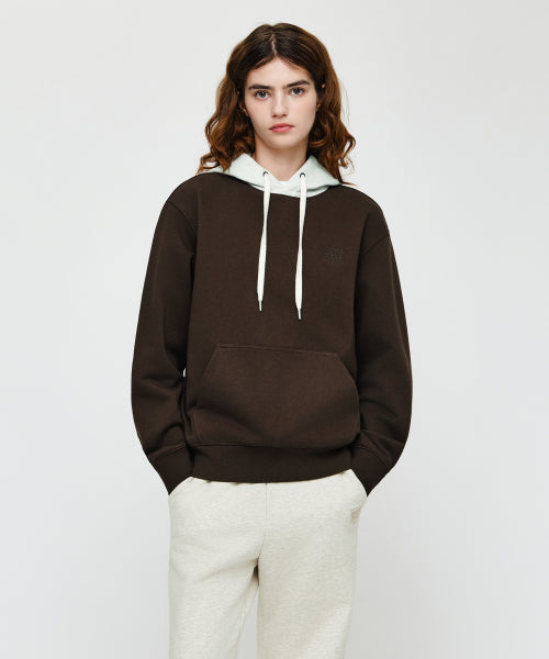 SMALL CLASSIC LOGO EMBROIDERY HOODIE - 4 COLORS BROWN