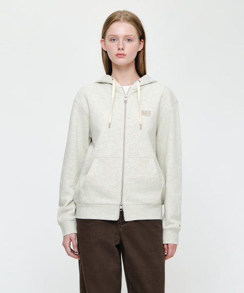 BACK CLASSIC LOGO HOODIE ZIPUP - 2 COLORS OATMEAL
