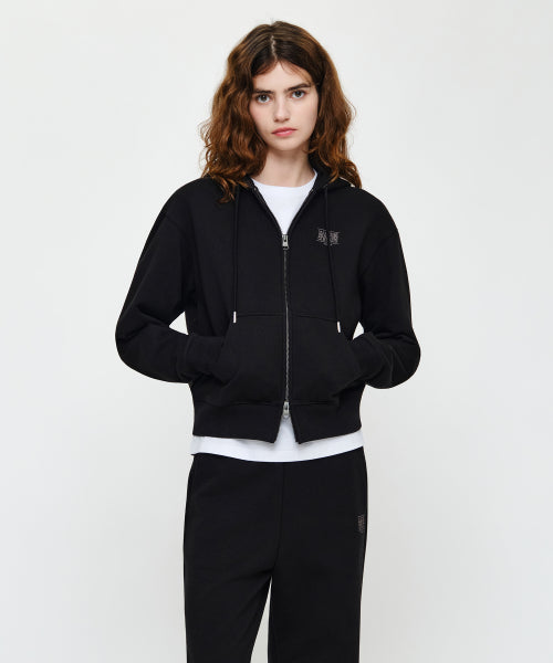 W SMALL CLASSIC LOGO HOODIE ZIPUP - 4 COLORS BLACK