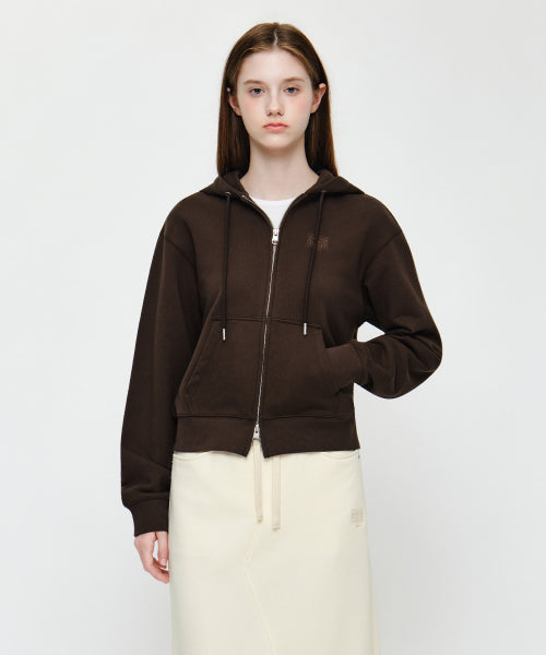 W SMALL CLASSIC LOGO HOODIE ZIPUP - 4 COLORS BROWN