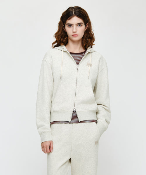 W SMALL CLASSIC LOGO HOODIE ZIPUP - 4 COLORS OATMEAL