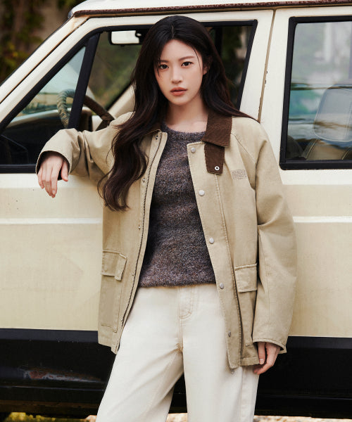 COTTON WORK JACKET - 2 COLORS KHAKI