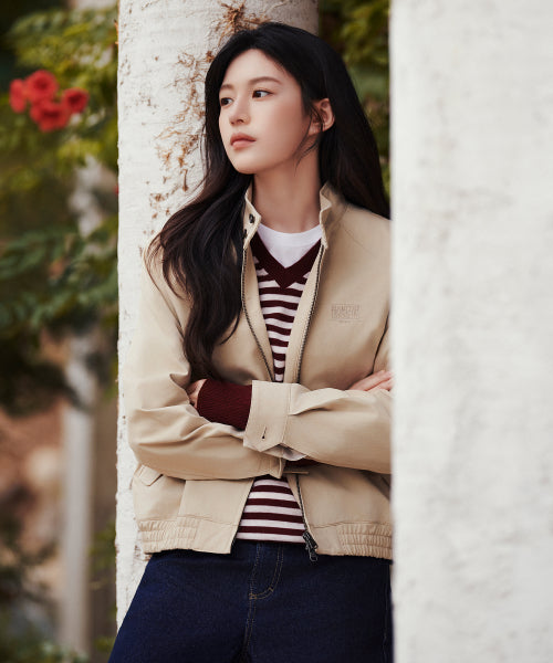 COTTON HERRINGTON JACKET - 2 COLORS BEIGE