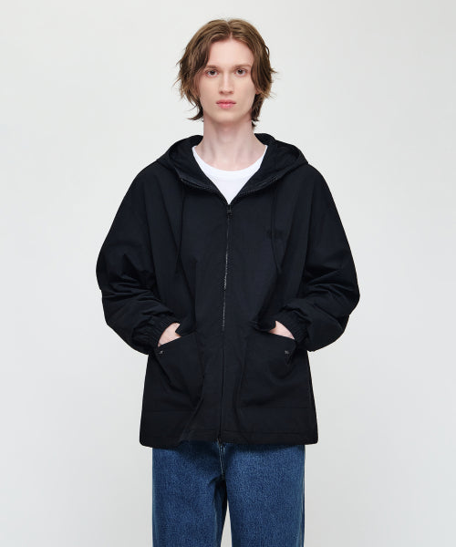 OUTPOCKET HOODED WIND JACKET - 4 COLORS BLACK