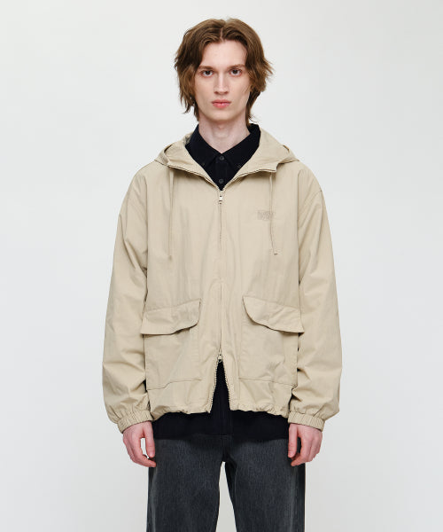 OUTPOCKET HOODED WIND JACKET CHECK - 4 COLORS BEIGE