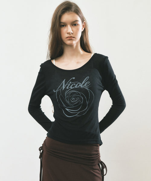 NICOLE ROSE LONG SLEEVE TOP #徐睿知同款! - 5 COLORS BLACK