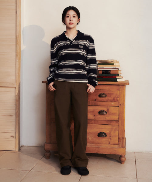 W X POCKET SEMI WIDE DENIM PANTS - 2 COLORS BROWN