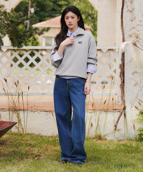W X POCKET SEMI WIDE DENIM PANTS - 2 COLORS BLUE