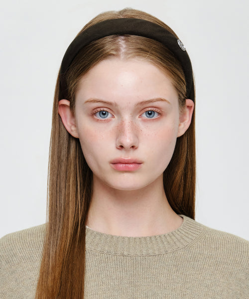 CIRCLE LOGO SUEDE HAIRBAND - 2 COLORS BROWN