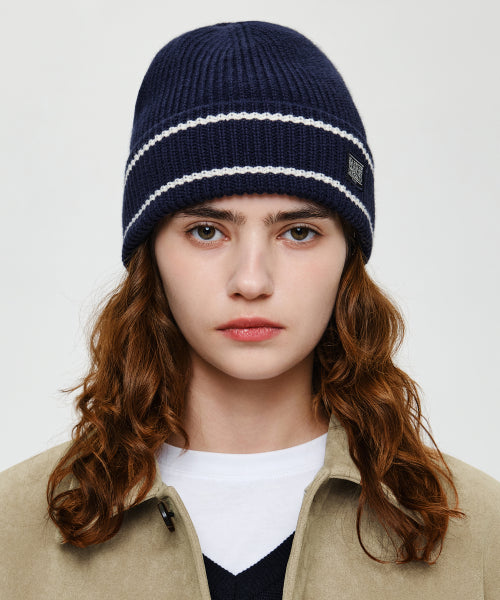 MICRO CLASSIC LOGO COLOR BLOCK BEANIE - 2 COLORS NAVY