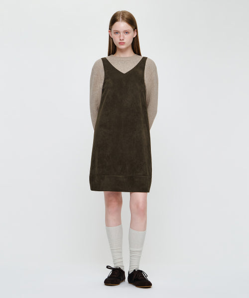 W FAUX LEATHER SLEEVELESS MINI DRESS - 2 COLORS BROWN