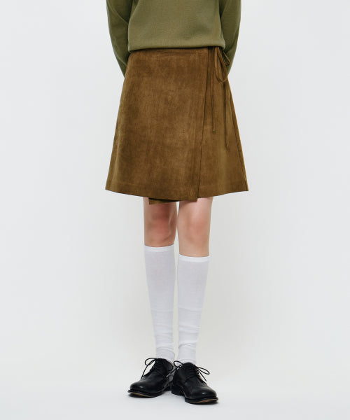 W SUEDE WRAP SKIRT - 2 COLORS CAMEL