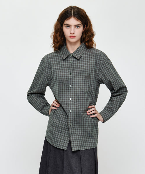 MICRO CLASSIC LOGO OVERSIZED CHECK SHIRT - 2 COLORS GREY
