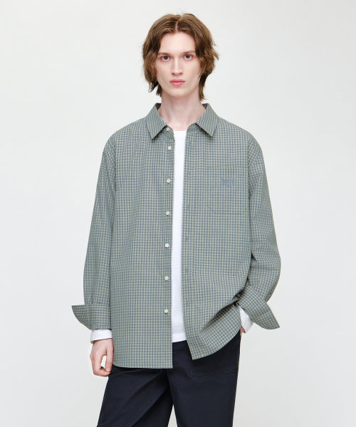 MICRO CLASSIC LOGO OVERSIZED CHECK SHIRT - 2 COLORS BLUE