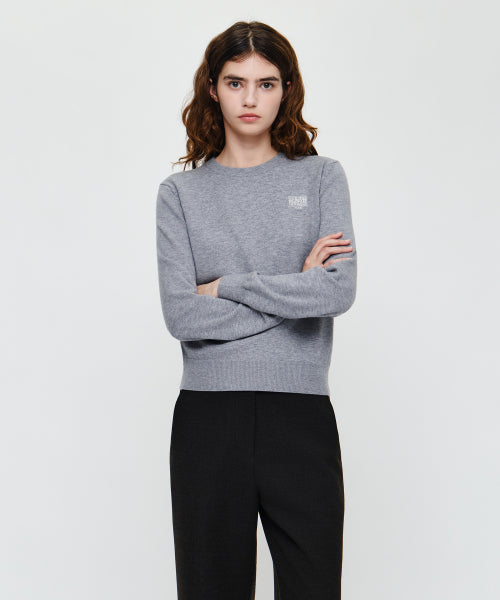 W SMALL CLASSIC LOGO KNIT PULLOVER - 4 COLORS MELANGE GREY