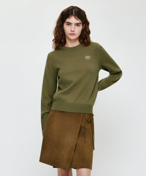 W SMALL CLASSIC LOGO KNIT PULLOVER - 4 COLORS OLIVE