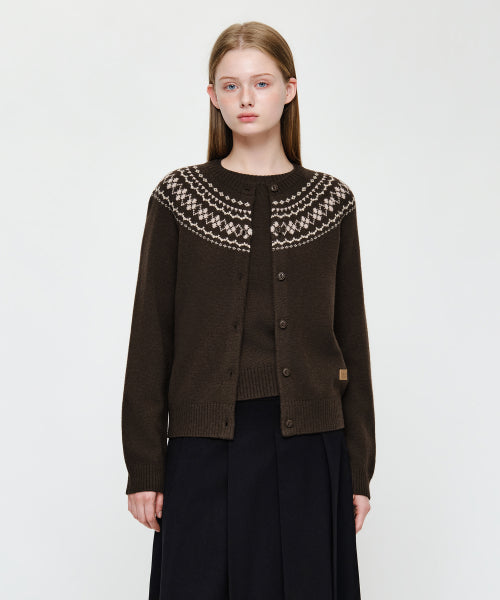 W SMALL CLASSIC LOGO NORDIC CARDIGAN SET UP - 3 COLORS BROWN