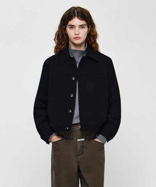 COLLAR TWEED JACKET - 2 COLORS BLACK