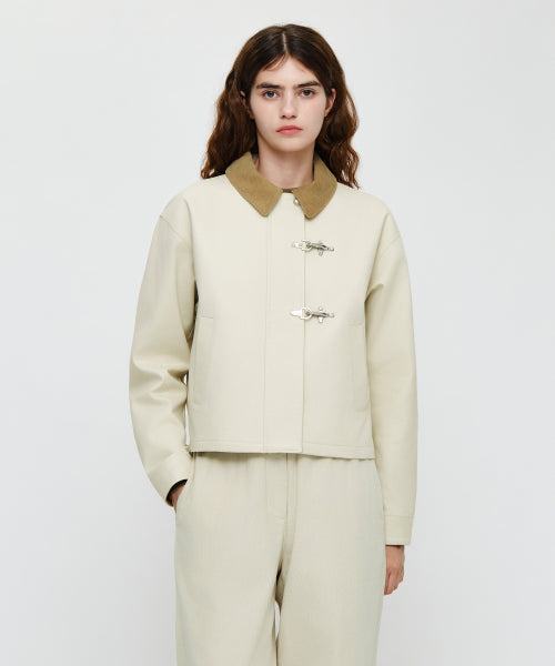 W COTTON CROP WORK JACKET - 2 COLORS CREAM