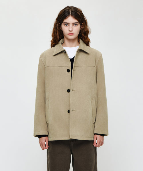 W FAUX SUEDE HALF JACKET - 2 COLORS BEIGE