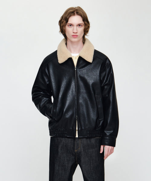 FAUX LEATHER PADDED JACKET BLACK