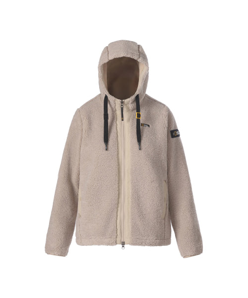 WOMEN COSTONI HOOD FLEECE JACKET #高允真同款! - 5 COLORS MOURNING BEIGE