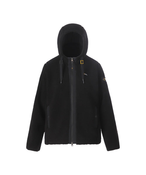 WOMEN COSTONI HOOD FLEECE JACKET #高允真同款! - 5 COLORS BLACK