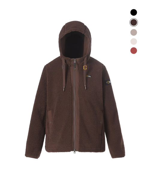 WOMEN COSTONI HOOD FLEECE JACKET #高允真同款! - 5 COLORS CHOCOLATE BROWN