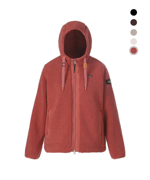 WOMEN COSTONI HOOD FLEECE JACKET #高允真同款! - 5 COLORS WARM PINK