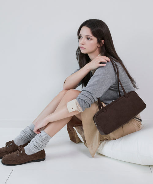 MORE BAGUETTE BAG - 2 COLORS SUEDE MAROON