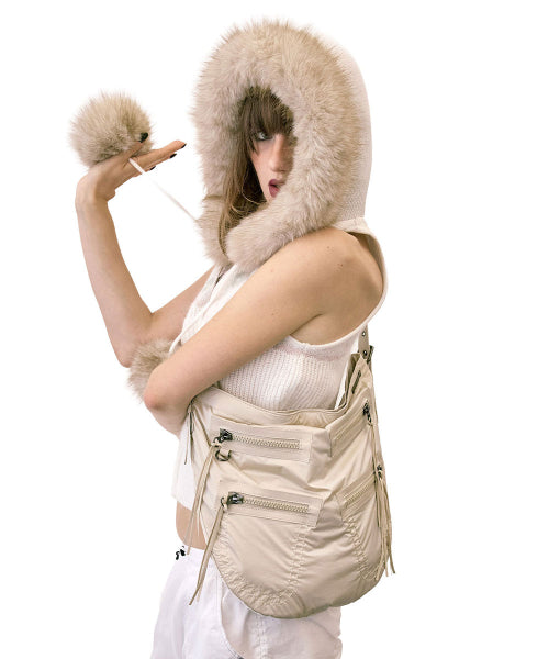 METALLIC HOBO BAG GUN METAL - 3 COLORS CREAM