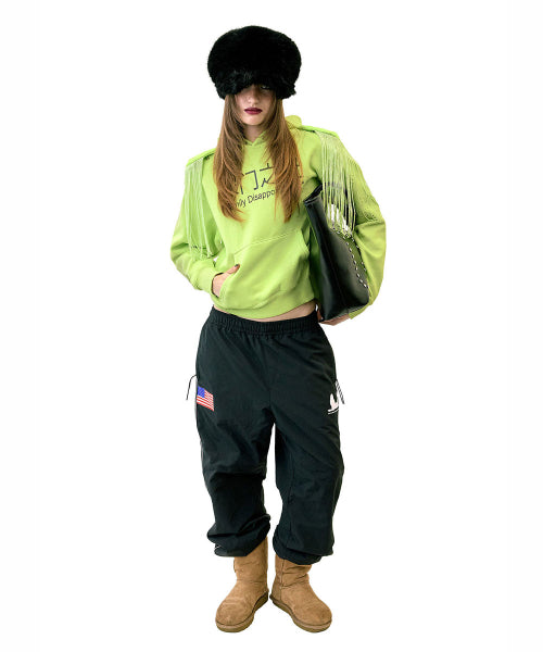 REFLECTIVE PIPING NYLON PANTS - 3 COLORS BLACK