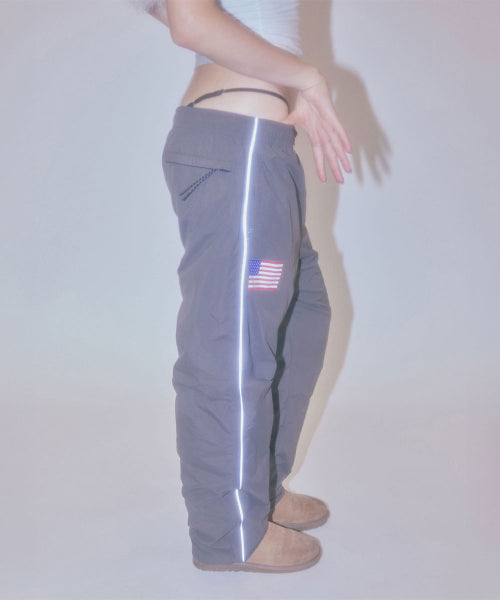 REFLECTIVE PIPING NYLON PANTS - 3 COLORS CHARCOAL