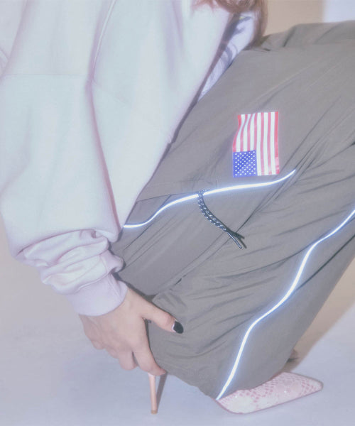 REFLECTIVE PIPING NYLON PANTS - 3 COLORS KHAKI