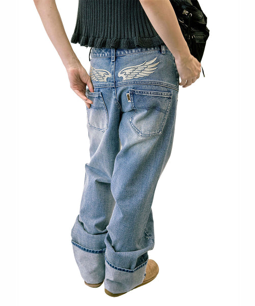 ANGELIC ROLL UP DENIM MID BLUE