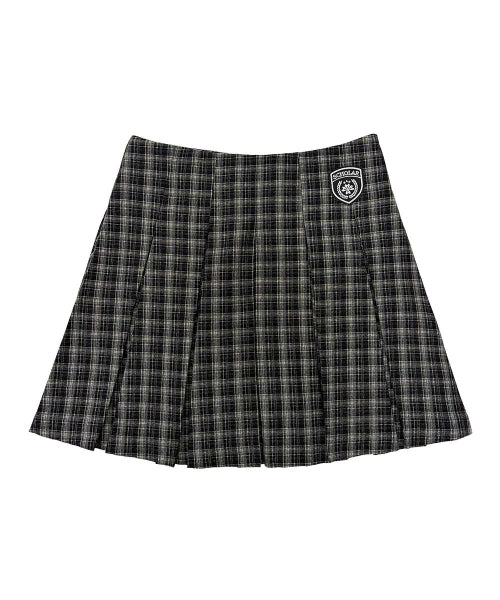 PLAID PLEATED MIDI SKIRT - 3 COLORS BLACK