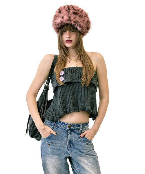 TWO WAY KNIT CAPELET RAW - 2 COLORS MELANGE GREY