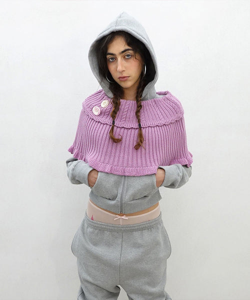 TWO WAY KNIT CAPELET RAW - 2 COLORS AS SHOWN
